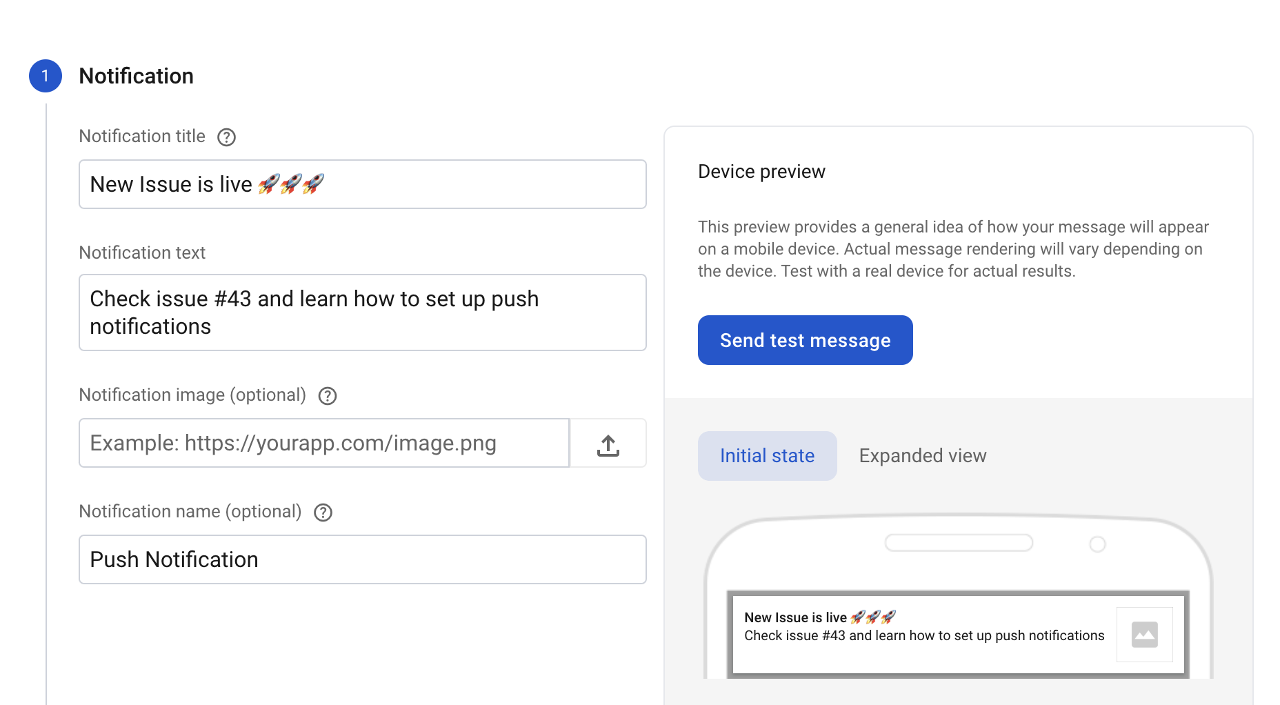 Sending a push notification from Firebase.