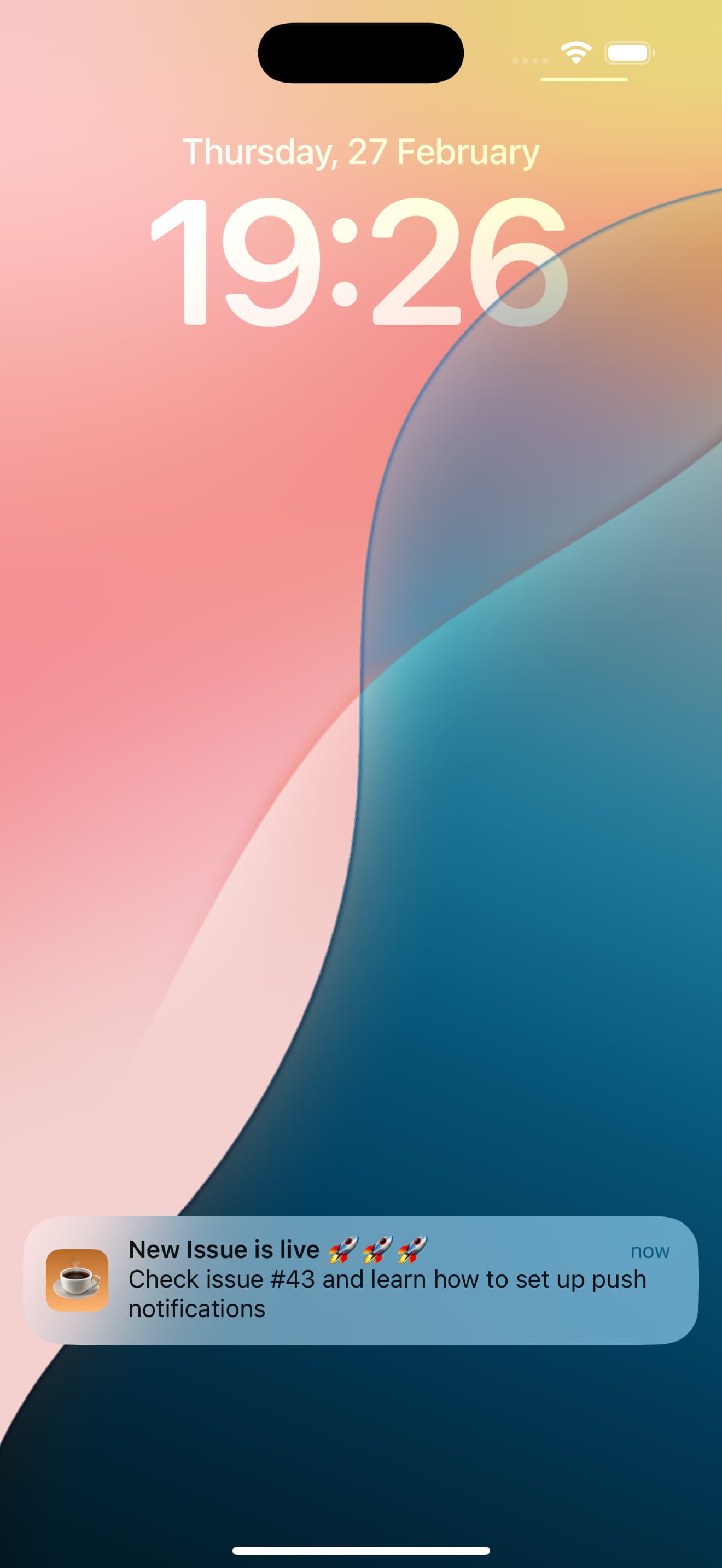 Example of receiving a background push notification.