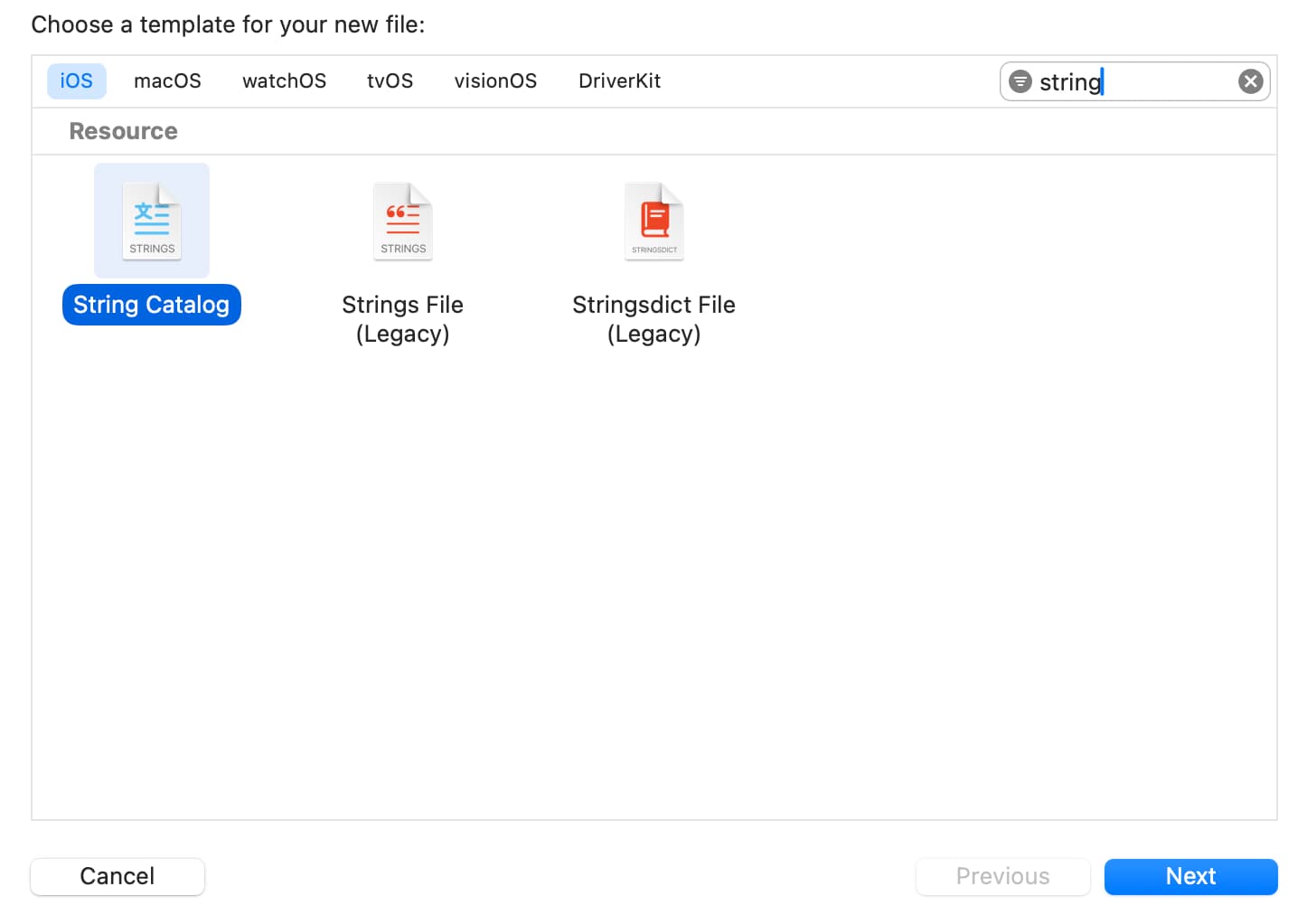 Adding a string catalog to the project.
