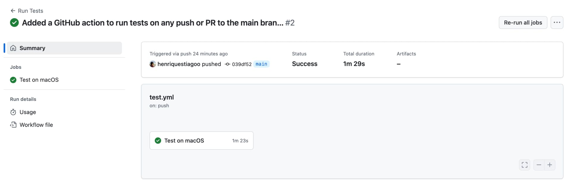 The output of the CLI tests.